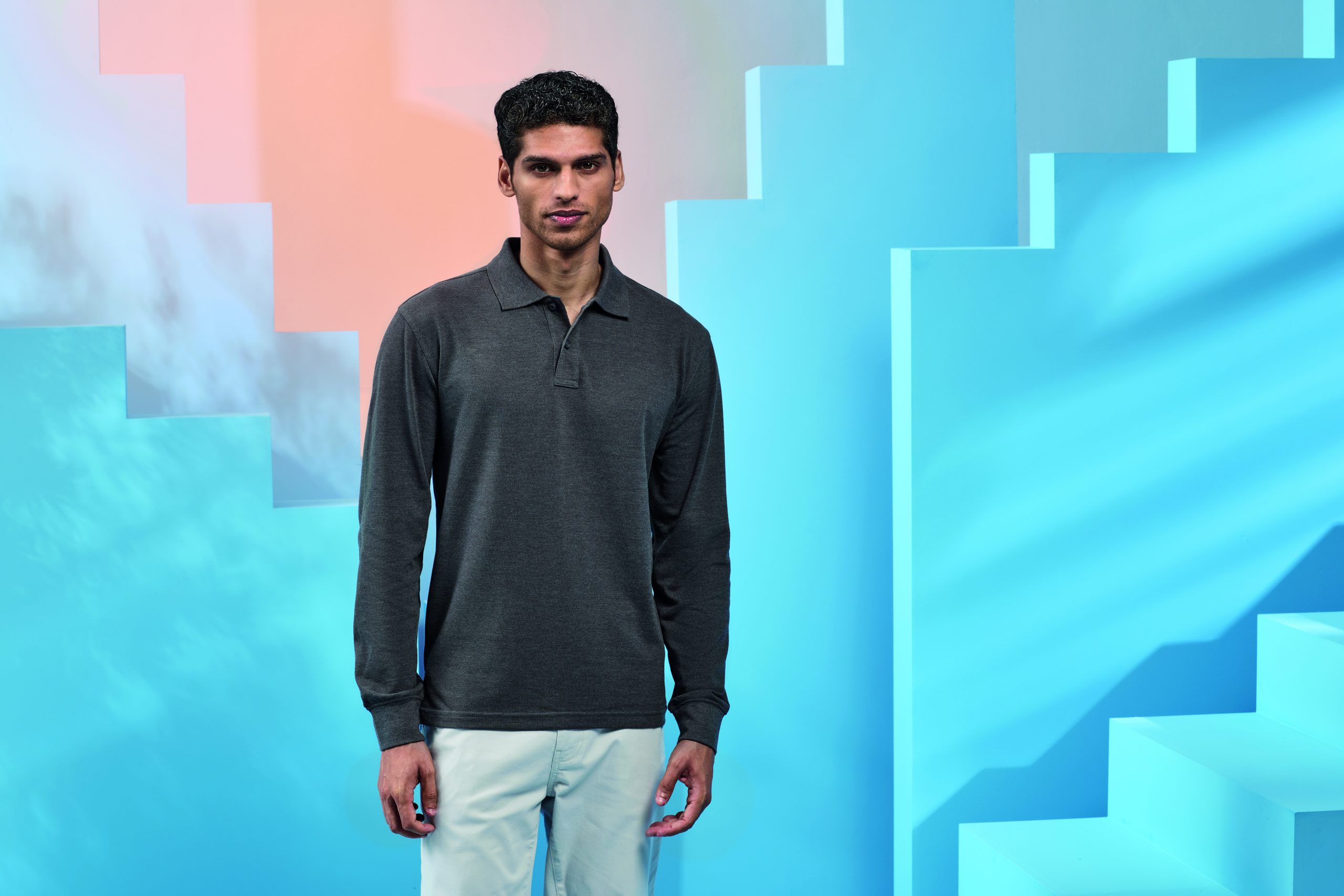 AQ030_Charcoal_1_Expires_Dec_2026 Asquith and Fox - AQ030 - MENS CLASSIC FIT L/S POLO - Image 1