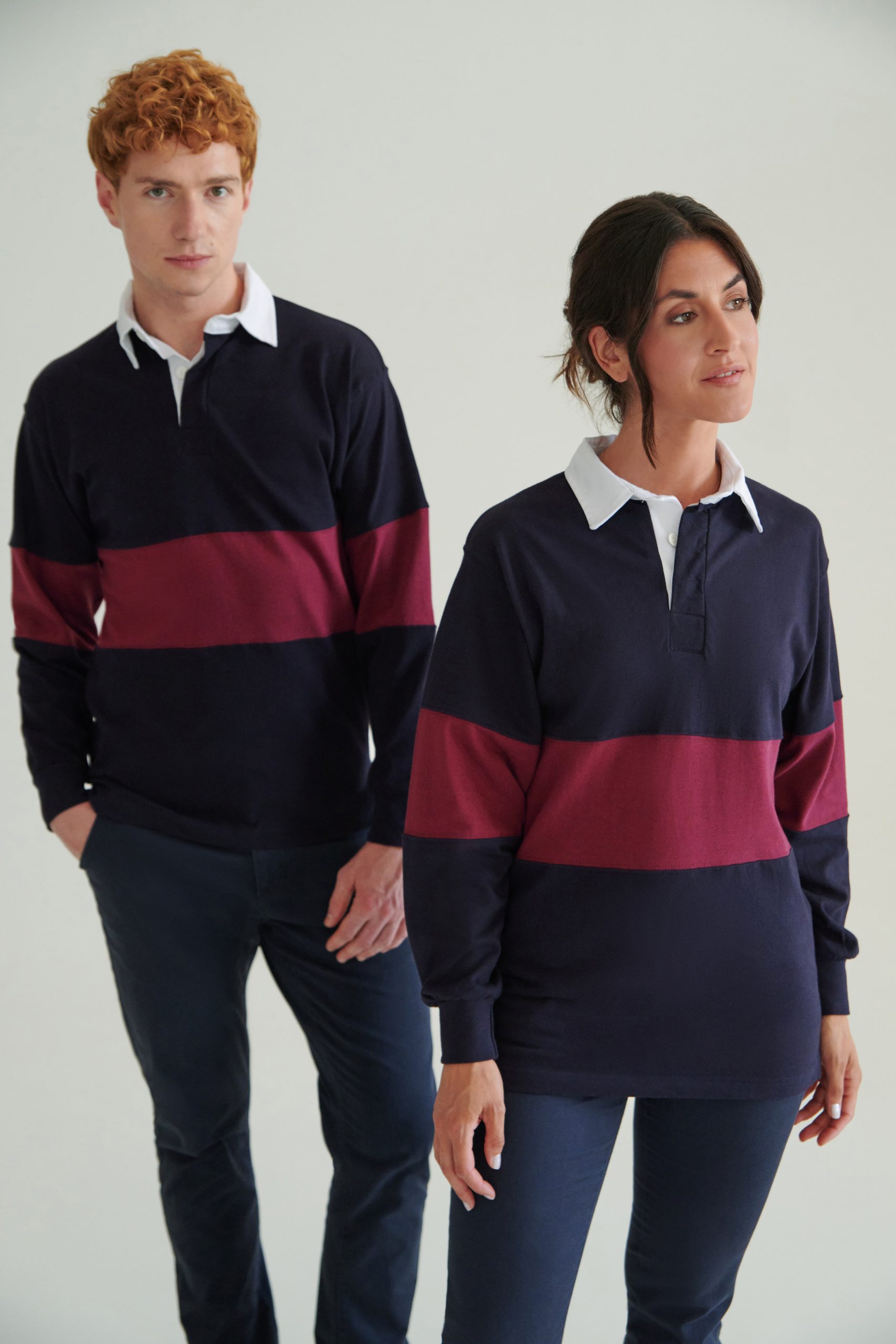 FR007_NAVY_BURGUNDY_FR007_NAVY_BURGUNDY_DEC_2025_DEC_2027_01 Front Row - FR7 - PANELLED RUGBY SHIRT - Image 1