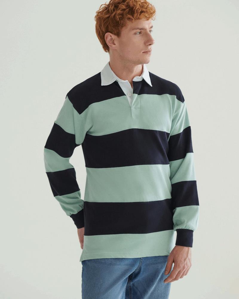 FR08M Front Row - FR8 - SEWN STRIPE LONG SLEEVE RUGBY SHIRT - Image 1