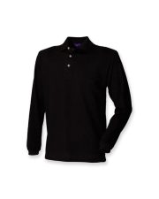 Henbury - H105 - LONG SLEEVE COTTON PIQUE POLO SHIRT - Image 3