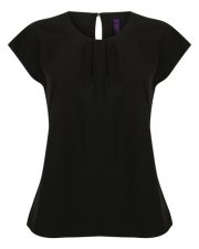 Henbury - H597 - LADIES PLEAT FRONT SHORT SLEEVE BLOUSE - Image 3