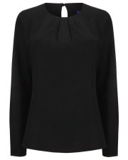 Henbury - H598 - LADIES PLEAT FRONT LONG SLEEVE BLOUSE - Image 3