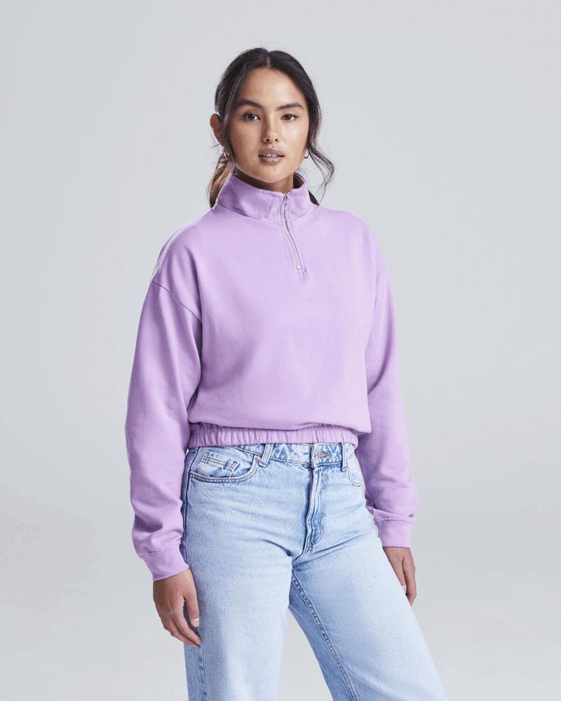JH037F Just Hoods by AWDis - JH037F - WOMENS CROPPED 1/4 ZIP SWEAT - Image 1