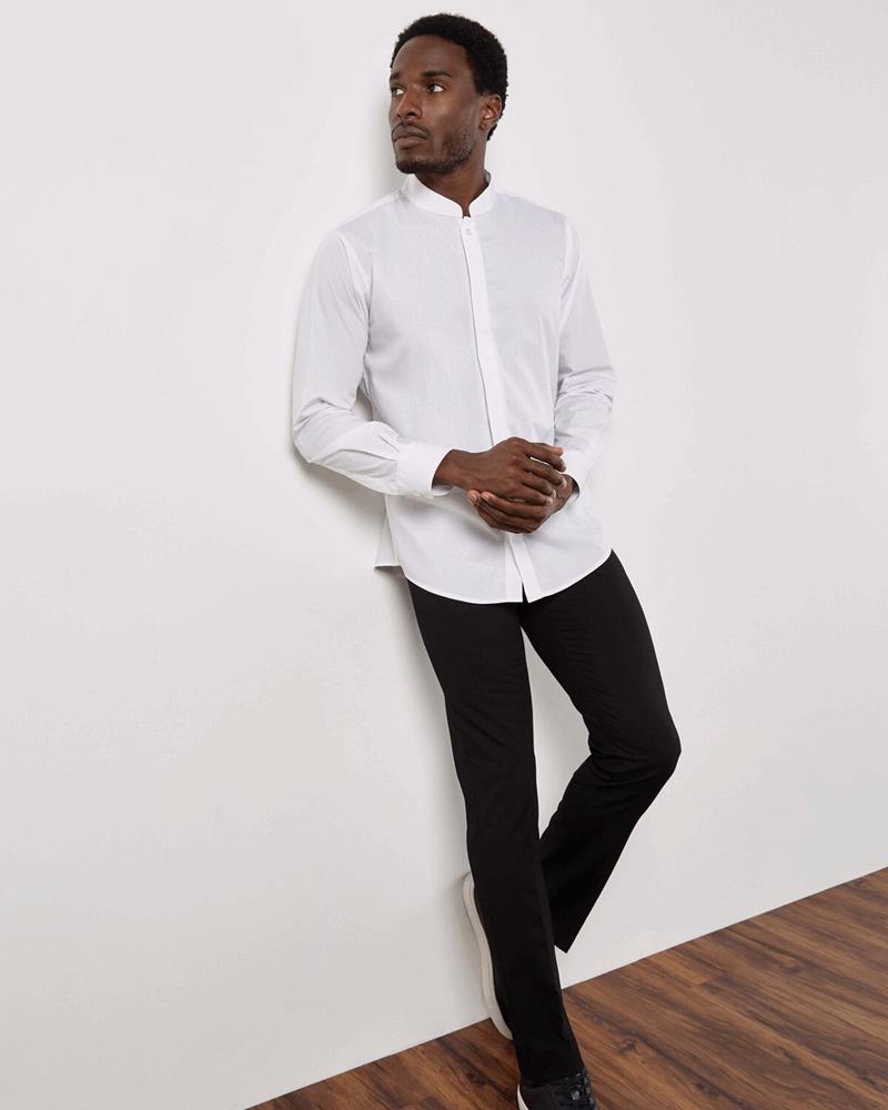 KK161M Kustom Kit - KK161 - TAILORED FIT MANDARIN COLLAR LONG SLEEVE SHIRT - Image 1