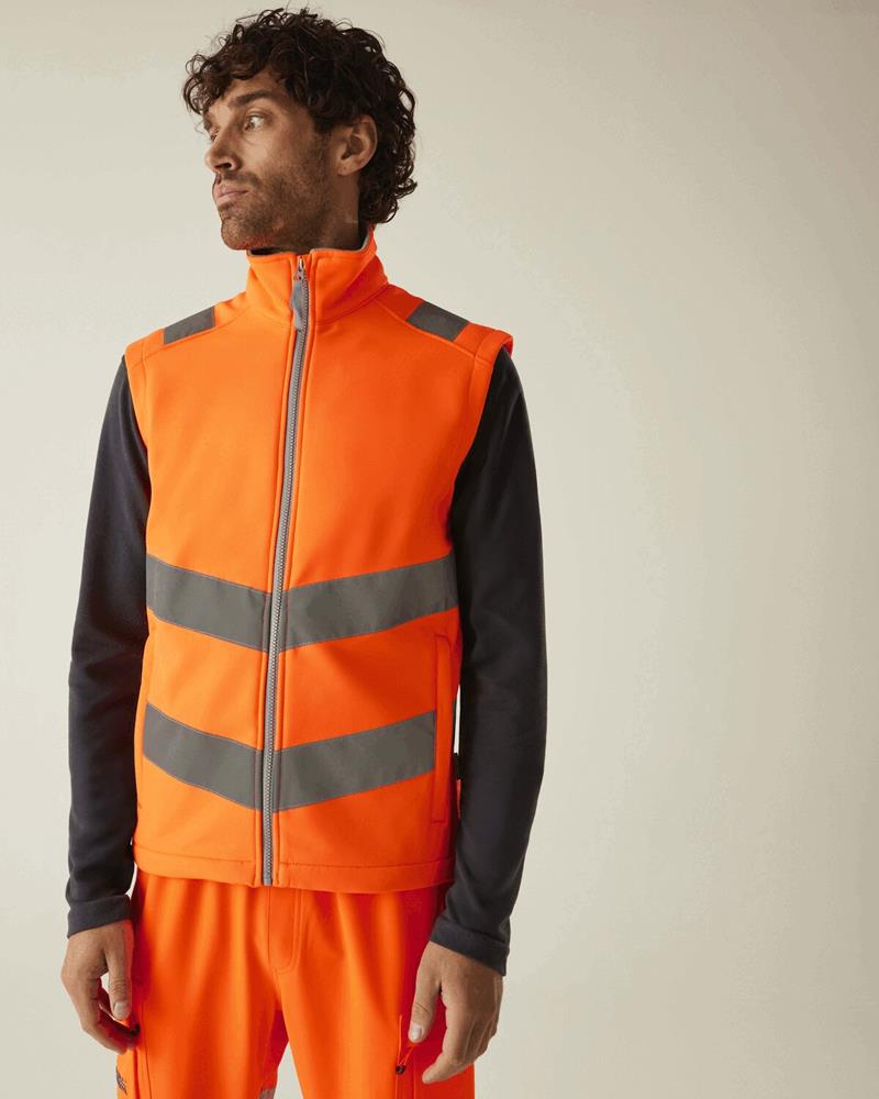 RG266M Regatta - RG266 - HI-VIS PRO CONTRACT ABLAZE SOFTSHELL BODYWARMER - Image 1