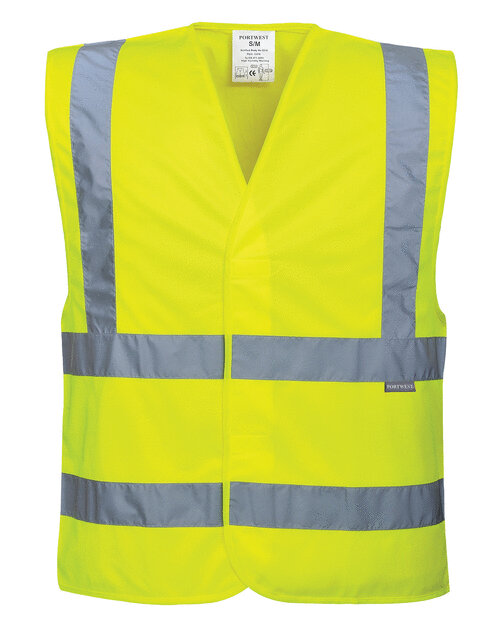 PW002M_YEL_FLAT Portwest - PW002 - HI-VIS TWO BAND AND BRACE VEST - Image 1