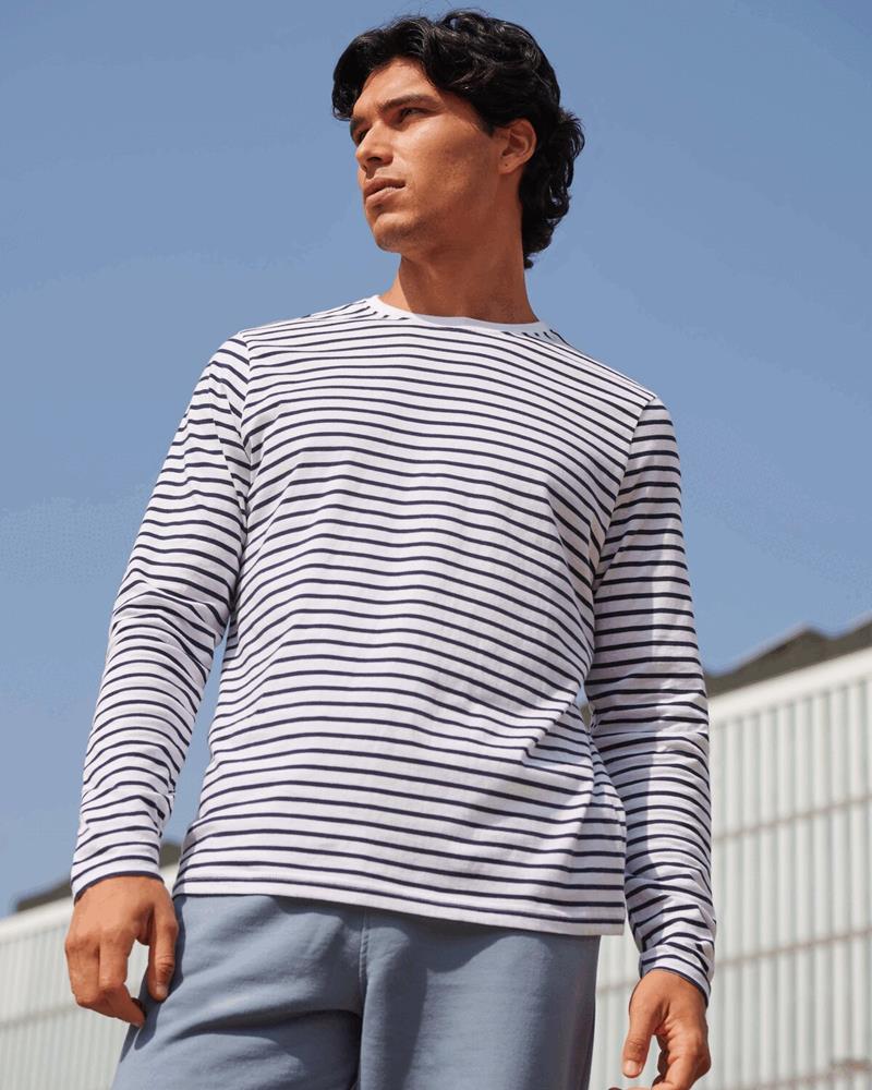 SF204M SF Clothing - SF204 - UNISEX LONG SLEEVED STRIPED T-SHIRT - Image 1