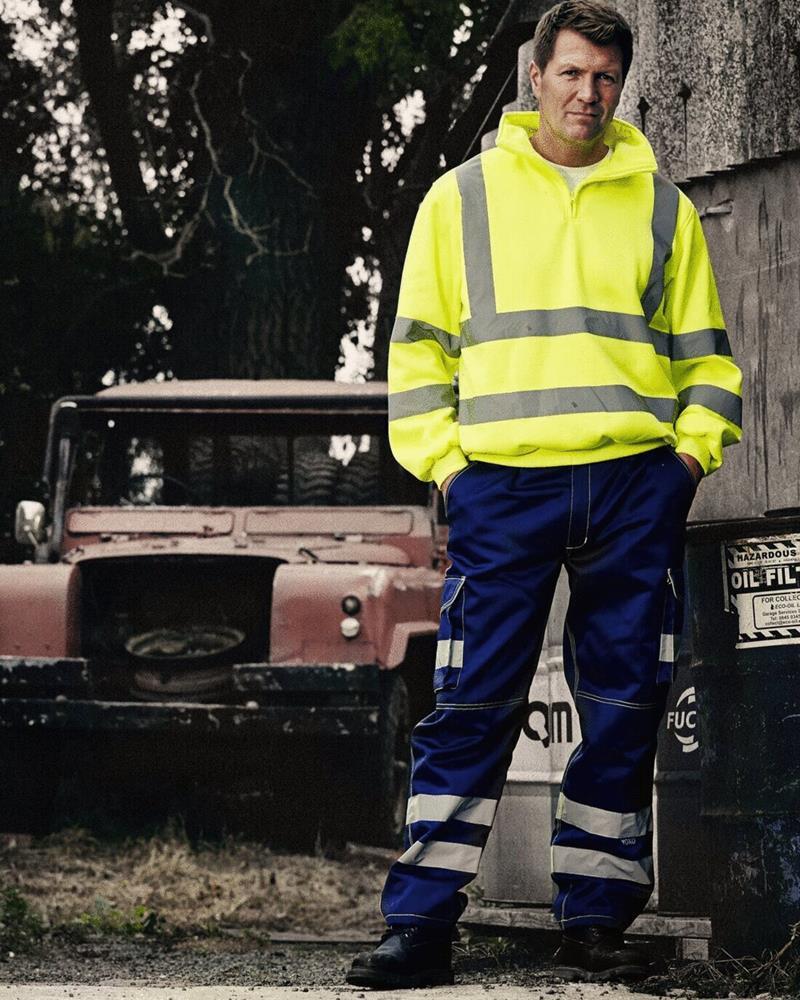 YK031M Yoko - YK031 - HI-VIS 1/4 ZIP SWEATSHIRT - Image 1