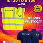 20 x Event Staff Pro Polo Shirt RX101 Hi-vis Waistcoat RX700 Bundle
