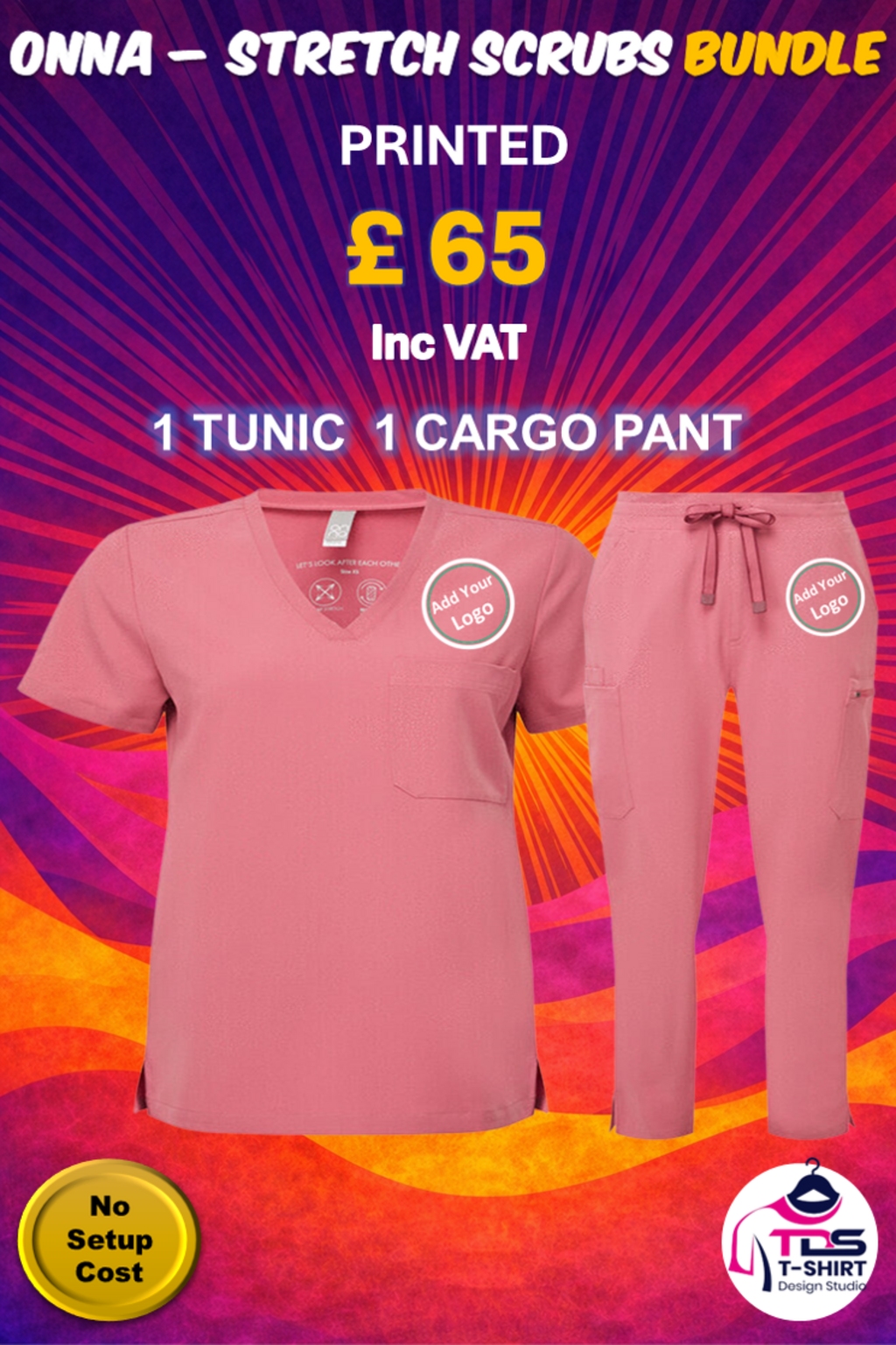 ONNA WOMENS SCRUBS BUNDLE Women's Onna-Stretch Scrubs Bundle Tunic NN300 Cargo Pant NN600 - Image 1