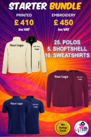 Starter Bundle 40PC for Five Employee Polos RX101 Sweatshirt RX301 Softshell R231