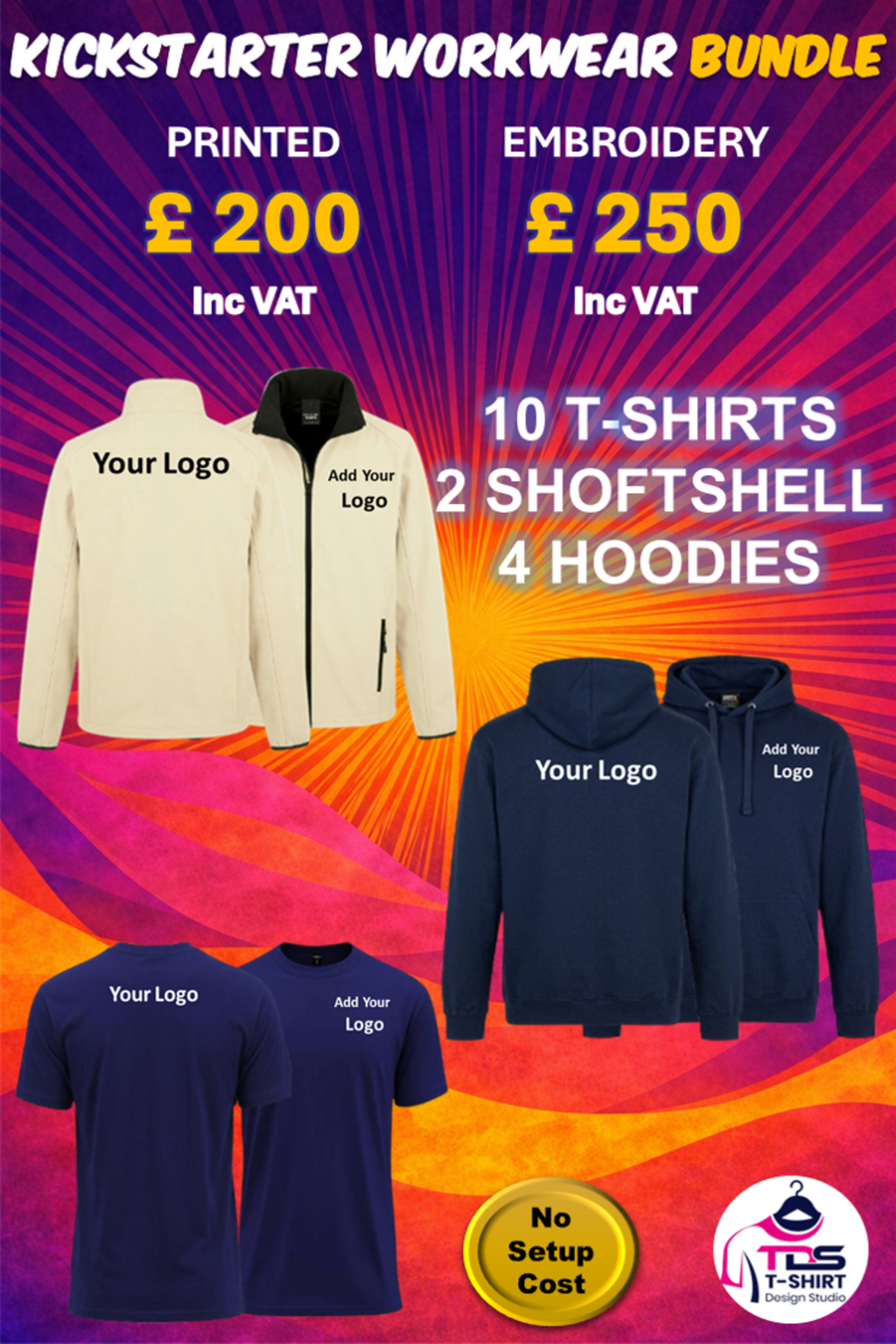 2--16 x kick Kickstarter Workwear Bundle 16 PC T Shirt SS144 Hoodie RX350 Softshell R231 - Image 1
