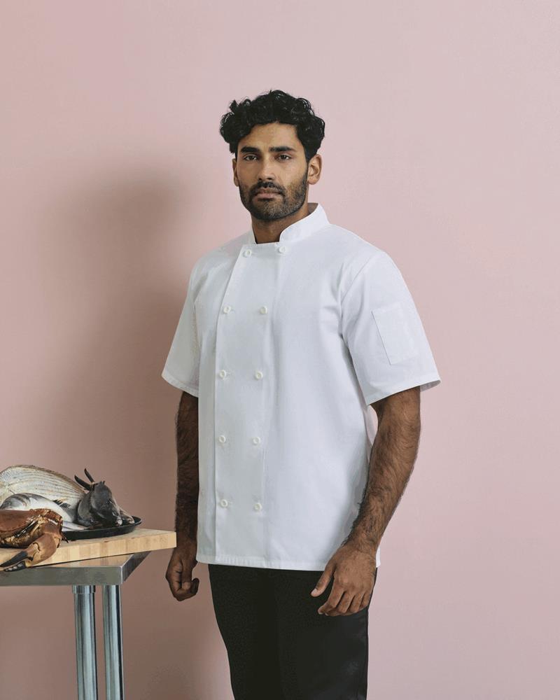 PR656M Premier Workwear - PR657 - SHORT SLEEVE CHEFS JACKET - Image 1