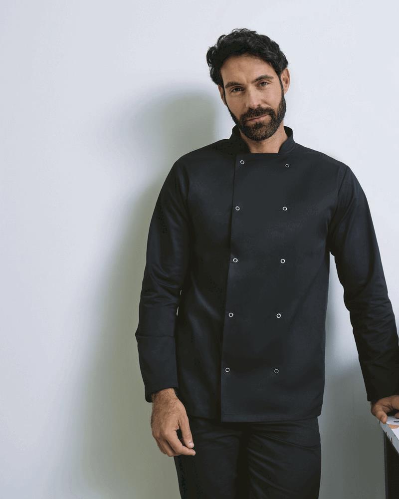PR665M Premier Workwear - PR665 - STUDDED FRONT LONG SLEEVE CHEF JACKET - Image 1