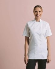 Premier Workwear - PR670 - LADIES SHORT SLEEVE CHEFS JACKET